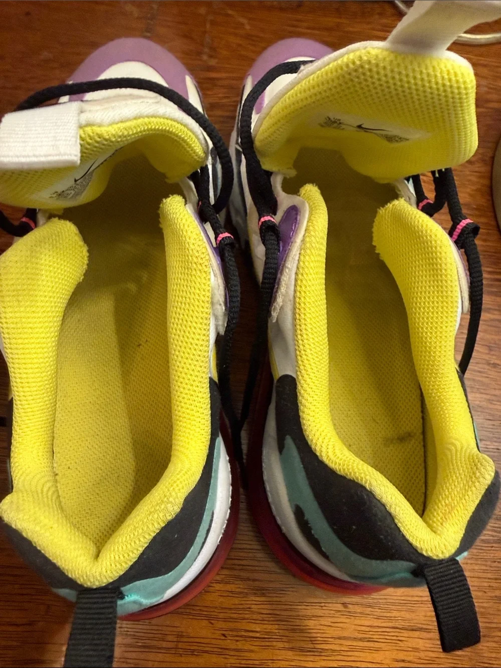 Nike Air270 react Purple Teal Yellow Black White Air Max React Sneakers 6.5 y